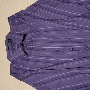 EUC J. Ferrar Dress Shirt Purple White Black Stripes 3XLT